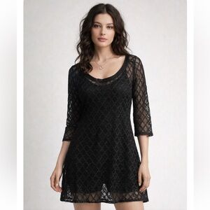 VTG Mesh XS Dress Whimsigoth Black Fairy Grunge Dark Romantic Sexy Layer Sheer‎